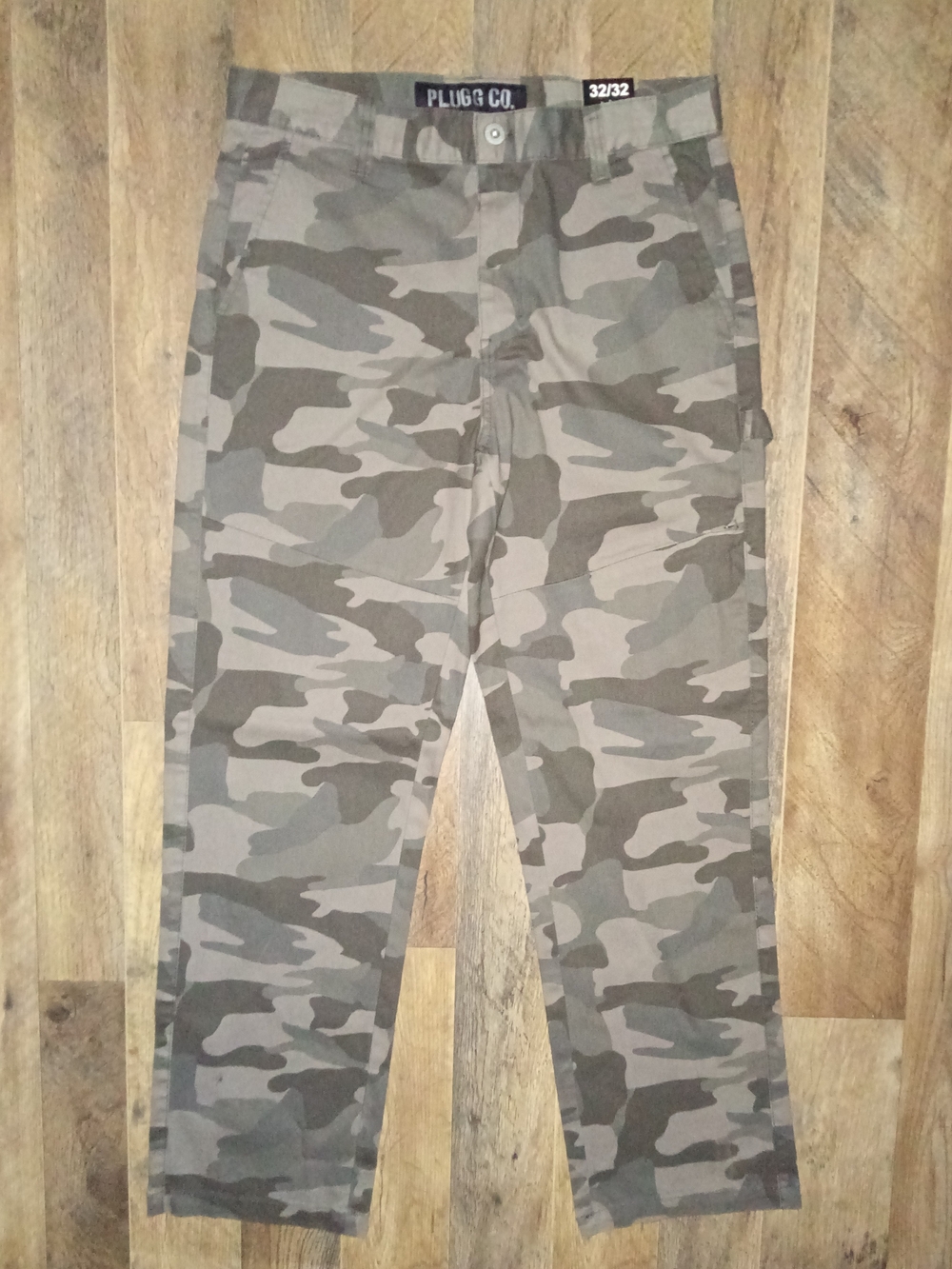 Plugg Men's Camo Chino Pants - Gray/Green 32 X 32